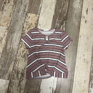 Beautees Mauve and White Striped Knot Tee